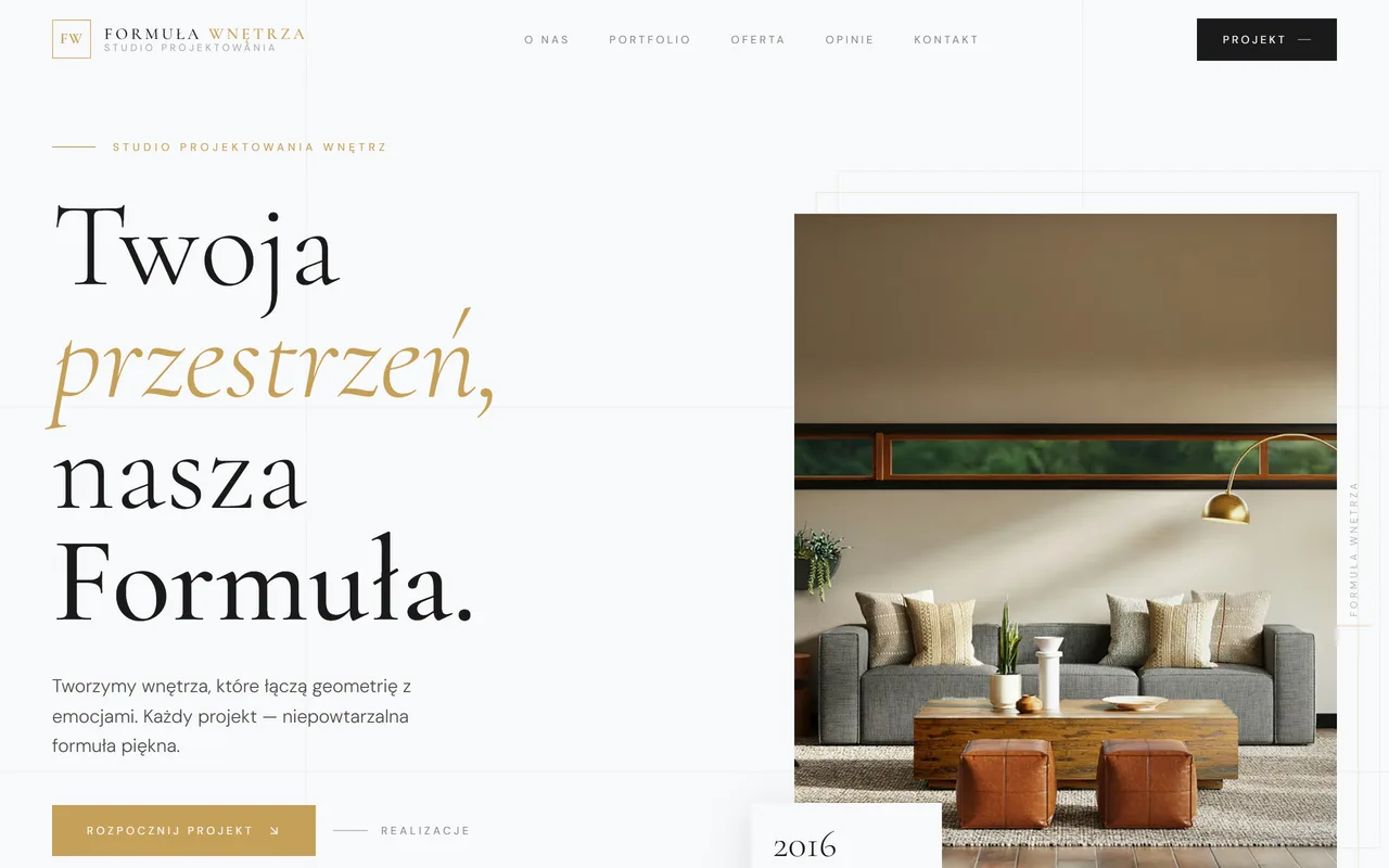 Screenshot strony Formuła Wnętrza